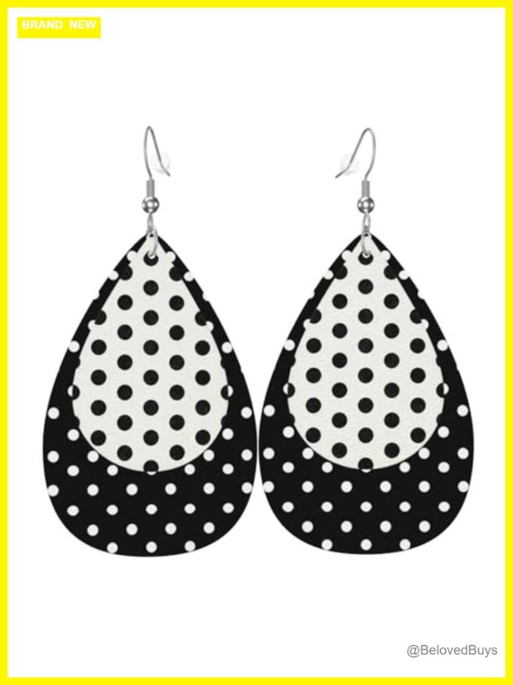Faux Leather Teardrop Dangle Earrings for Women Silver-Plated Hooks